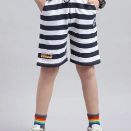 Monte Carlo Kids White & Navy Striped Bermuda-image-87