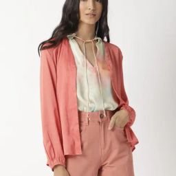 RAREISM Orange Polyester Solid Shrug-image-95