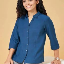 Annabelle by Pantaloons Teal Blue Regular Fit Shirt-image-59