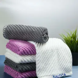 Nautica Cross View White, Steel Grey & Lilac Cotton 600 GSM Fluffy Zero Twist Hand Towel - Set of 6-image-92