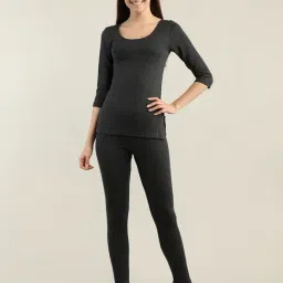 Neva Dark Grey Striped Thermal Top & Bottom Set-image-23
