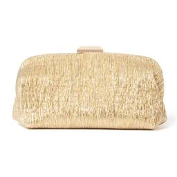 Forever New Gold Textured Small Peony Plisse Clutch-image-82