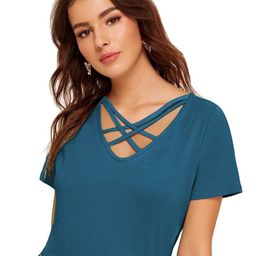 FABRICORN WomenShort Sleve Cross Neck fCotton Top-image-85