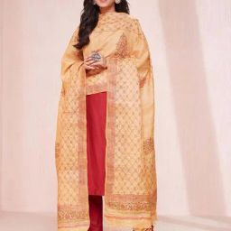 Fabindia Mustard Printed Dupatta-picture-18
