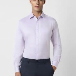 Van Heusen Purple Cotton Regular Fit Texture Shirt-image-99