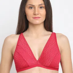 EROTISSCH Magenta Lace Detail Bralette Bra-image-33