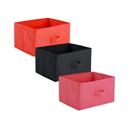 Aura Red Set of 3 Regular Foldable & Multipurpose Wardrobe Storage box Drawer Organiser-29