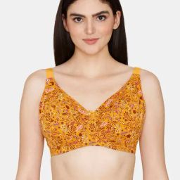 Zivame Mustard Printed Half Coverage Double Layered T-Shirt Bra-image-78