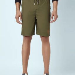 Urban Ranger By Pantaloons Olive Cotton Slim Fit Shorts-picture-16