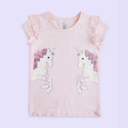 Pantaloons Junior Peach Cotton Embellished T-Shirt-image-68