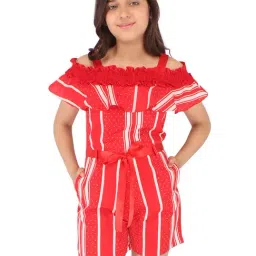 Cutecumber Kids Red Striped Jumpsuit-image-67