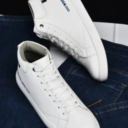 Woodland Men's White Ankle High Sneakers-picture-4