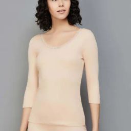 Ginger by Lifestyle Beige Cotton Thermal T-Shirt-image-90