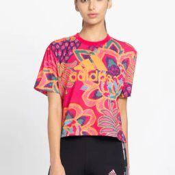 adidas Pink Printed Sports T-Shirt-image-67