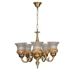 Fos Lighting Lustrous 5 Light  Antique Brass Chandelier - No1-UshaLuster-CH5-45