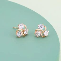 Kushal's Fashion Jewellery White Rose Gold Polished Zircon Earring for Women-picture-15