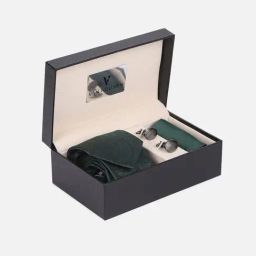 Van Heusen Green Embroidered Tie Pocket Square and Cufflink-image-69