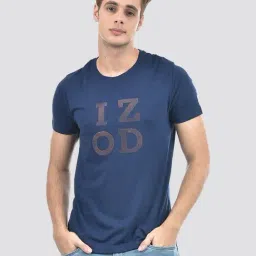 IZOD Blue Slim Fit Logo Printed T-Shirt-picture-33