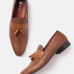 GABICCI Men Tan Brown Braided Formal Slip-on Shoes-image-79