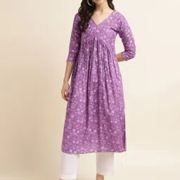 Fabclub Purple Printed Fit and Flare Kurta-picture-29
