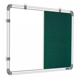YAJNAS 60.96 x 91.44 cm (2X3 Feet) Premium Combination Board Non Magnetic Whiteboard with Green Pin Up Notice Board for Home Office and School-9