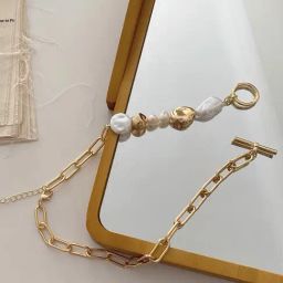 Peora Gold-Plated Beads Studded Chain Fashion Casual Necklace-image-3