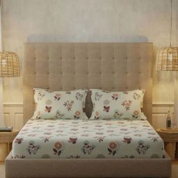 Urban Space New Serene Radiance Grey Cotton 200 TC Bedsheet With 2 Pillow Cover-image-95