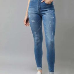 Dolce Crudo Blue Skinny Fit Distressed Jeans-image-55