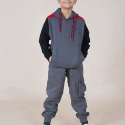 Kiddopanti Grey Fleece Casual Cut N Sew Tracksuit-image-53