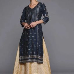 Libas Navy Printed Straight Kurta-picture-43