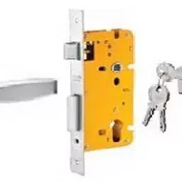 Dorset 70 mm Lever Handle Lock Set with Both Side Key Cylinder Silver Chrome ML BA OR-39