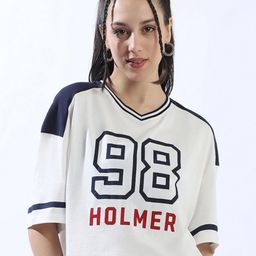 Hubberholme Women Typography Printed V-Neck Cotton Boxy T-shirt-picture-54