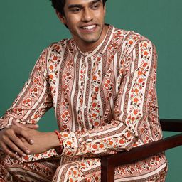 Sangria Men Floral Printed Regular Kurta with Trousers-1