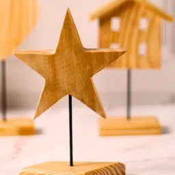 WEAVING HOMES Brown Wooden Star Stand-44