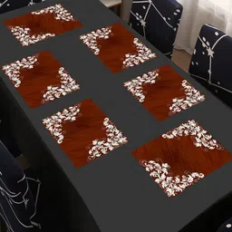 Aura 6Pcs Brown & White Printed Table Placemats-28