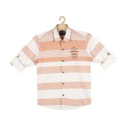 Cavio Kids Peach & White Cotton Striped Full Sleeves Shirt-picture-6