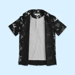 Pantaloons Junior Black & Grey Cotton Printed Shirt-picture-28
