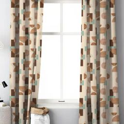 SPACES DRAPE STORY Boho Digital Print Cream & Brown Polyester 7 ft Door Curtains - Set of 2-image-13