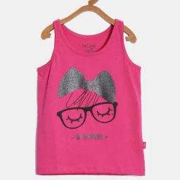 Dixcy Slimz Kids Pink Cotton Printed T-Shirt-image-52