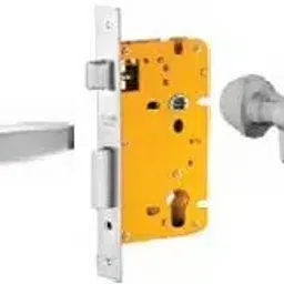 Dorset 70 mm Lever Handle Lock Set with Both Side Key Cylinder Silver Chrome ML BA OR image 1