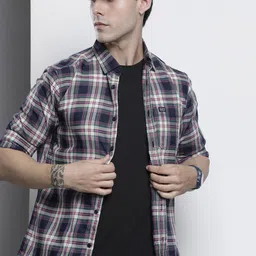 The Indian Garage Co Men Black Comfort Tartan Checks Checked Casual Shirt-image-75