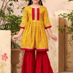 BAESD Girls Floral Printed Angrakha Sequinned Kurta with Sharara-picture-24