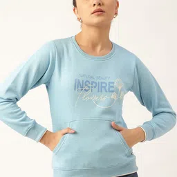 Monte Carlo Women Blue Printed Cotton Sweatshirt-image-23