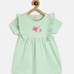 MINIKLUB Kids Light Green Printed Dress-image-75
