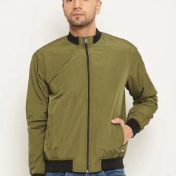Club York Olive Regular Fit Mock Collar Jacket-image-47