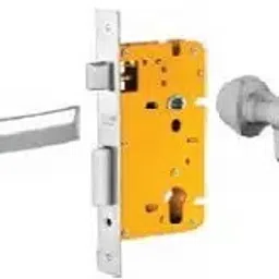 Dorset 60 mm Lever Handle Lock Set with Knob and Key Cylinder Silver Chrome ML QU OR image 1