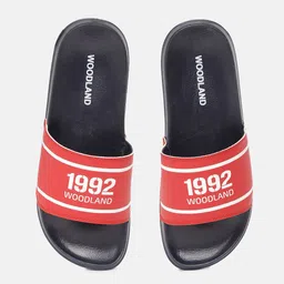 Woodland Men Red & White Printed Sliders-picture-12