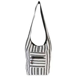 Gaurapakhi Black & White Striped Small Sling Handbag-image-93