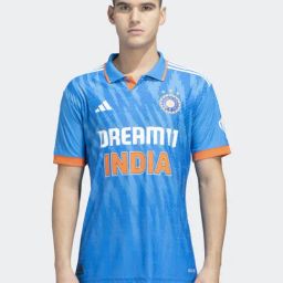Adidas Blue Regular Fit Printed India ODI Cricket Jerseys-image-6