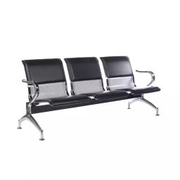 Modern India Seating DMB2 3 Seater SS 16 Gauage Chrome Finish Waiting Chair with Cushion Silver-42